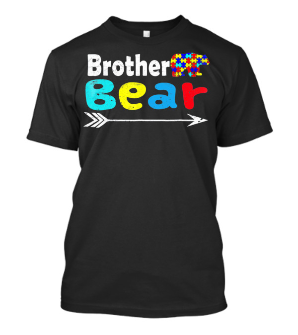 Brother Bear Family Autism Awareness Puzzle Arrow T-Shirt