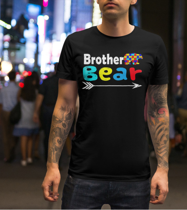 Brother Bear Family Autism Awareness Puzzle Arrow T-Shirt