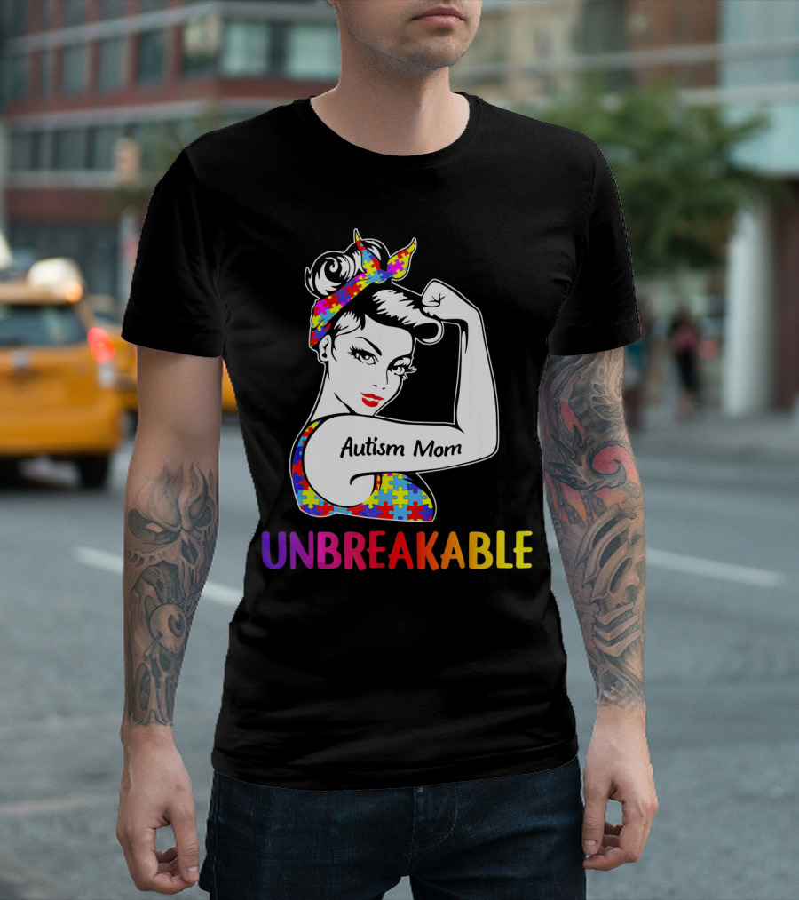 Autism Mom Unbreakable Puzzle Pattern Awareness Rosie T-Shirt