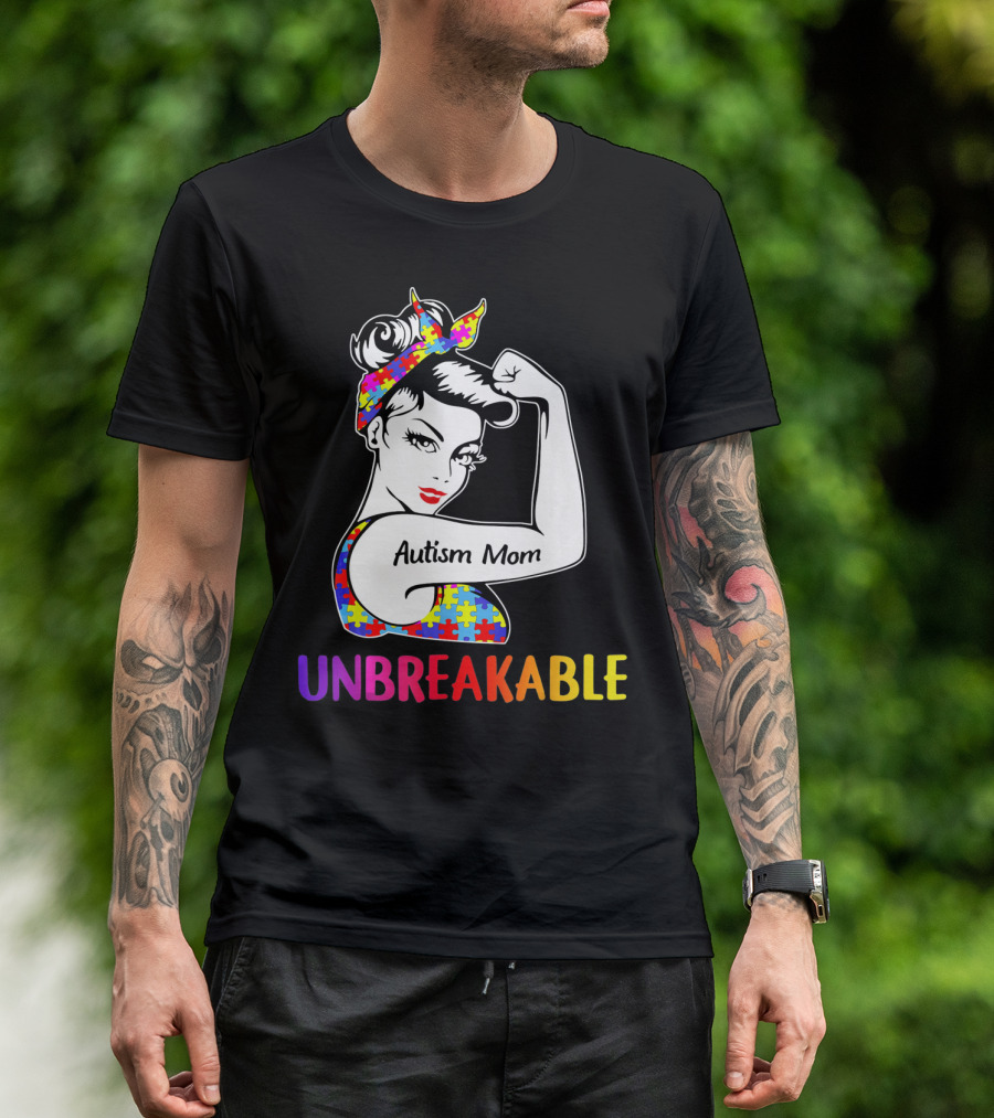 Autism Mom Unbreakable Puzzle Pattern Awareness Rosie T-Shirt