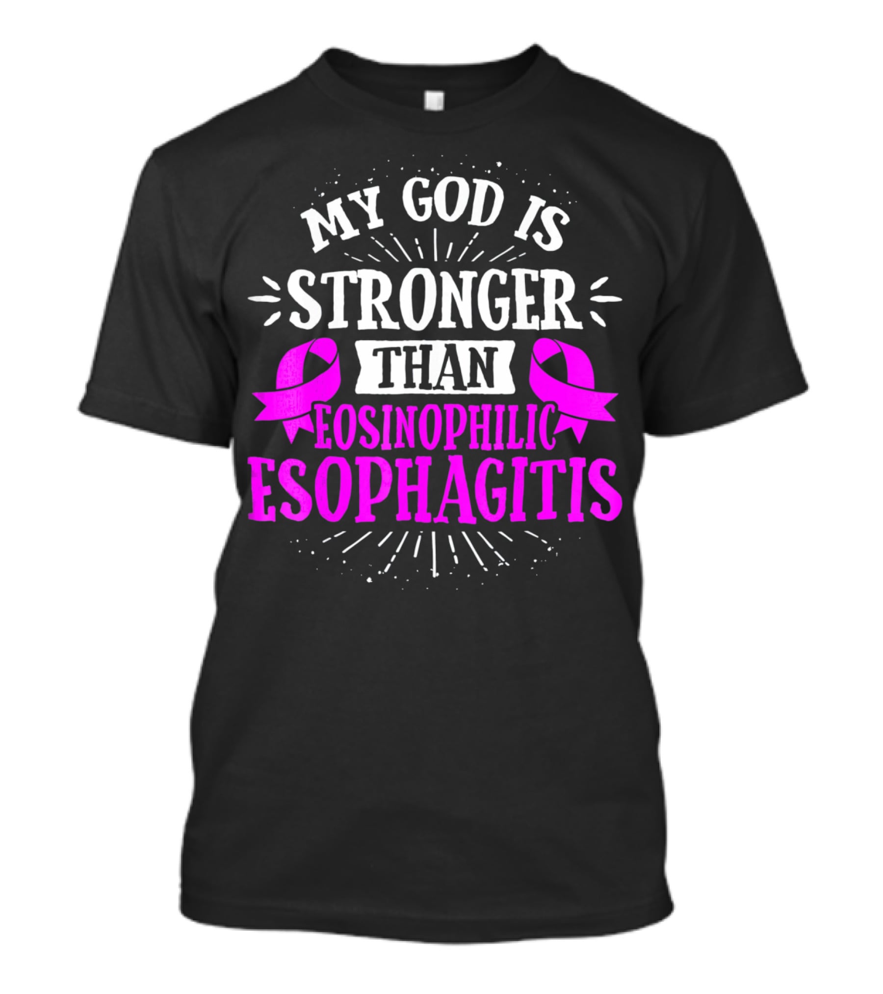 My God Is Stronger Than Eosinophilic Esophagitis Magenta Awareness T-Shirt