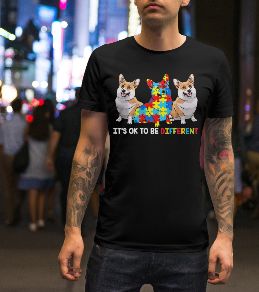 IT'S OK TO BE DIFFERENT CORGI AUTISM AWARENESS T-Shirt
