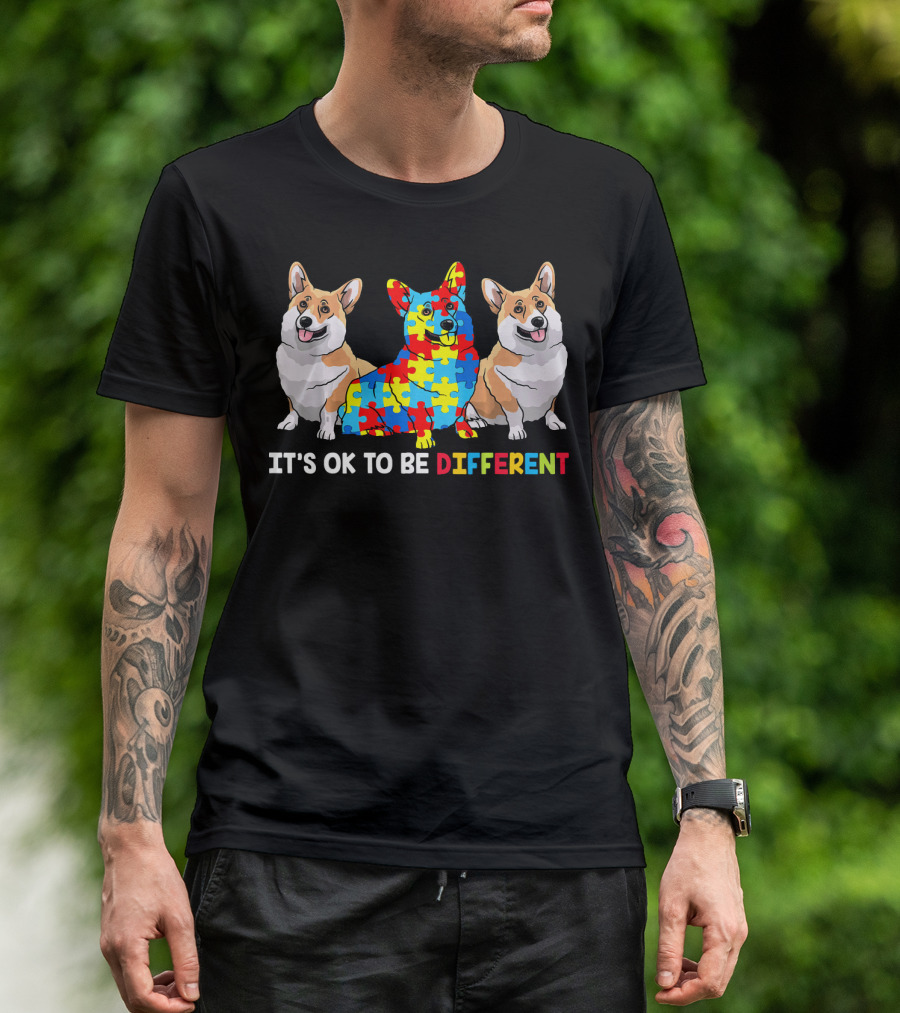 IT'S OK TO BE DIFFERENT CORGI AUTISM AWARENESS T-Shirt