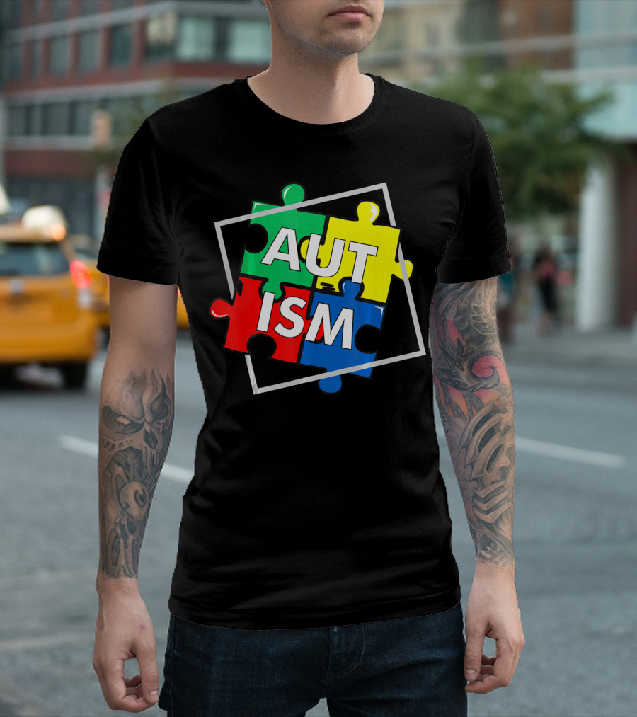 Autism Puzzle Awareness Day Colorful Puzzle Pieces T-Shirt