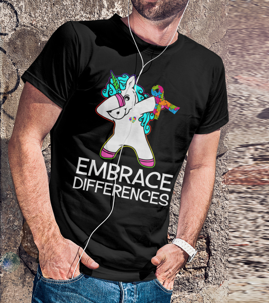 Embrace Differences Unicorn Autism Awareness Puzzle T-Shirt