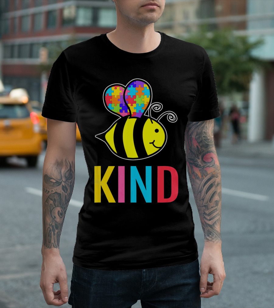 Autism Awareness Bee with Puzzle Wings KIND T-Shirt