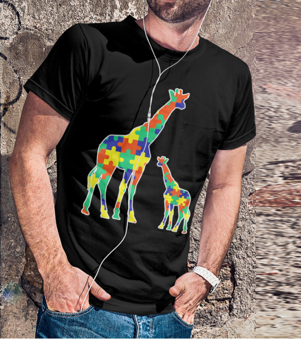 Kids Cute Autism Awareness Giraffes Puzzle T-Shirt