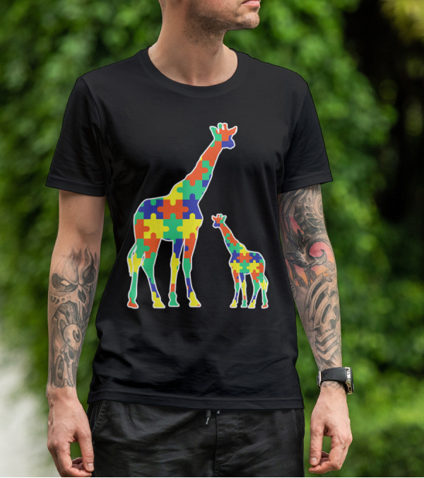 Kids Cute Autism Awareness Giraffes Puzzle T-Shirt