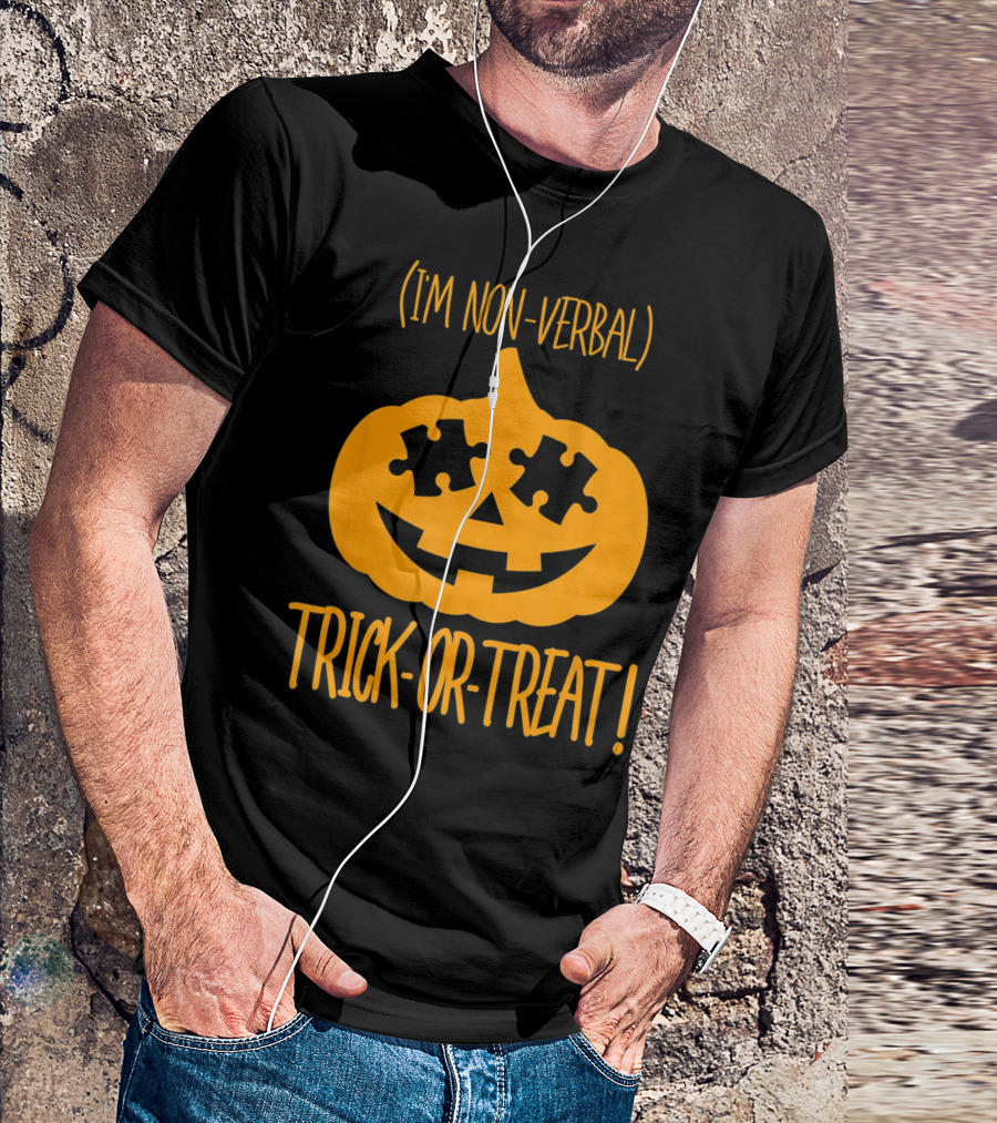 Trick-or-Treat I'm Non-Verbal Pumpkin Halloween Puzzle T-Shirt