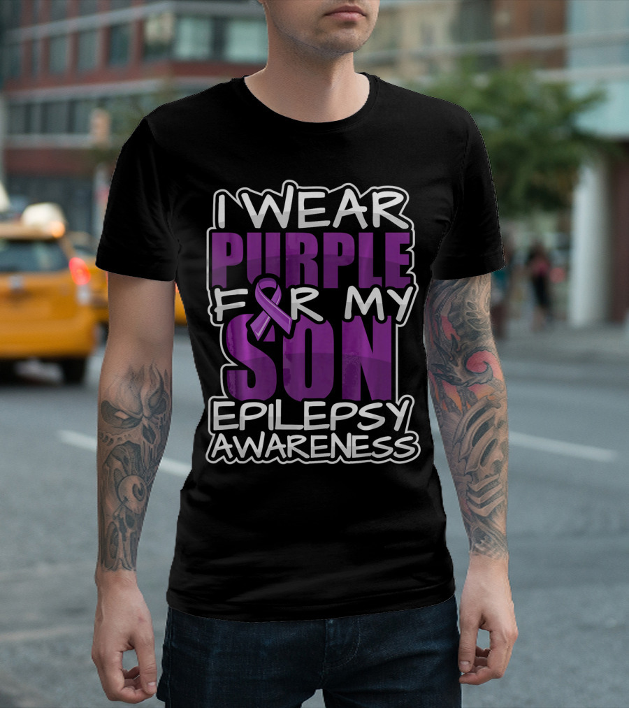 I Wear Purple For My Son Epilepsy Awareness T-Shirt