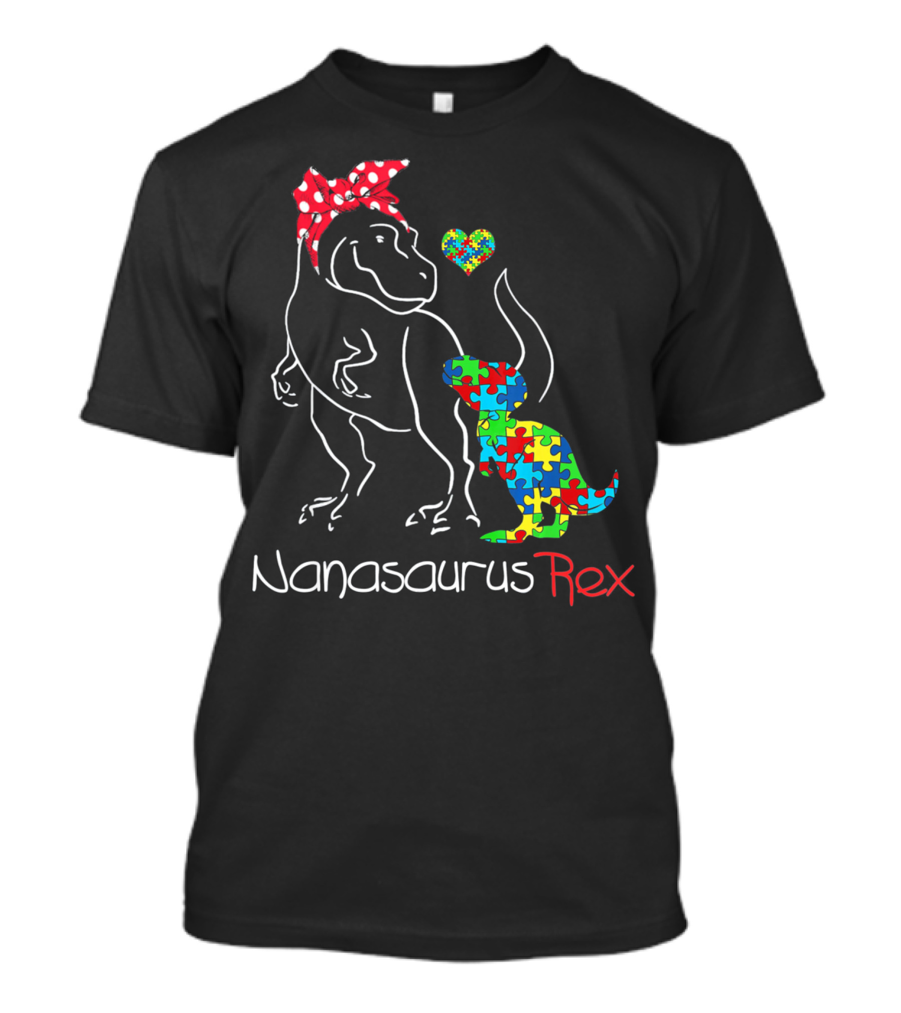 Nanasaurus Rex Dinosaur Autism Puzzle Heart T-Shirt