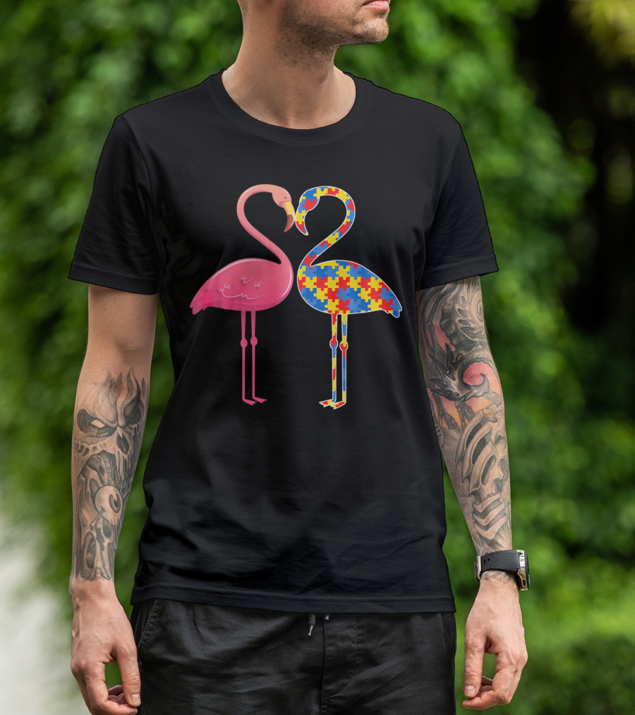 Flamingo Puzzle Autism Awareness T-Shirt