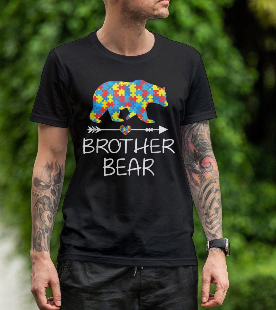 Brother Bear Autism Puzzle Pattern Awareness T-Shirt