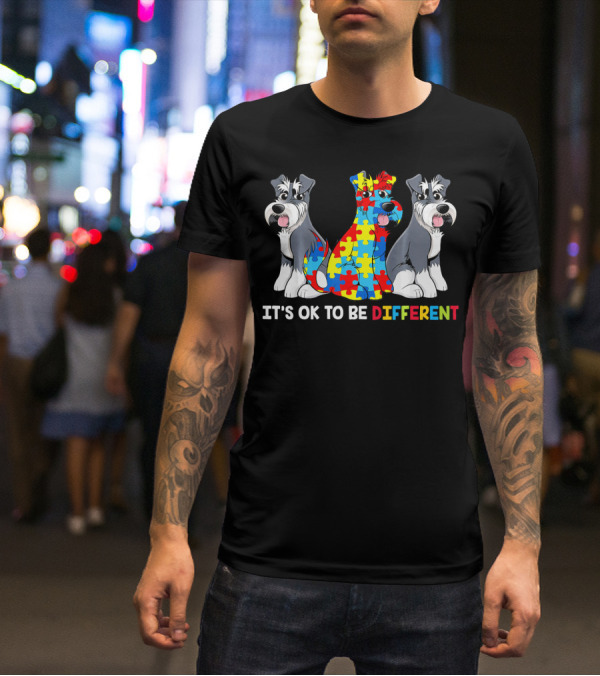 IT'S OK TO BE DIFFERENT MINIATURE SCHNAUZER PUZZLE PIECES T-Shirt