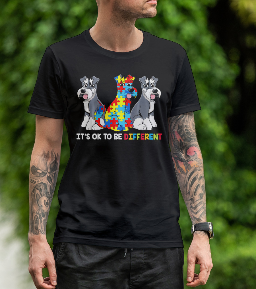 IT'S OK TO BE DIFFERENT MINIATURE SCHNAUZER PUZZLE PIECES T-Shirt