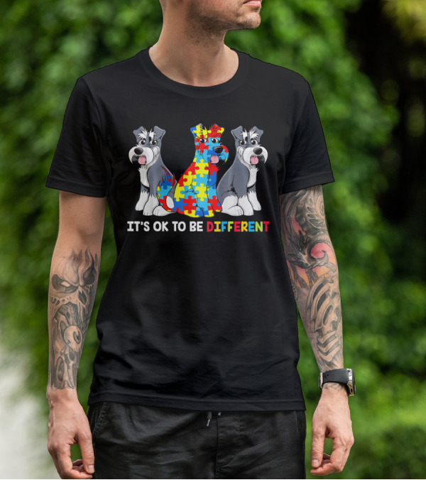 IT'S OK TO BE DIFFERENT MINIATURE SCHNAUZER PUZZLE PIECES T-Shirt