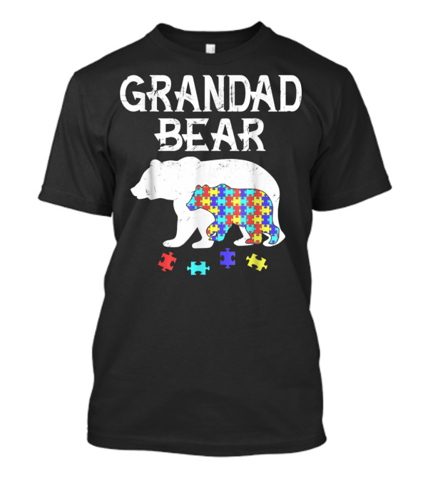 Grandad Bear Autism Awareness Puzzle Bear T-Shirt