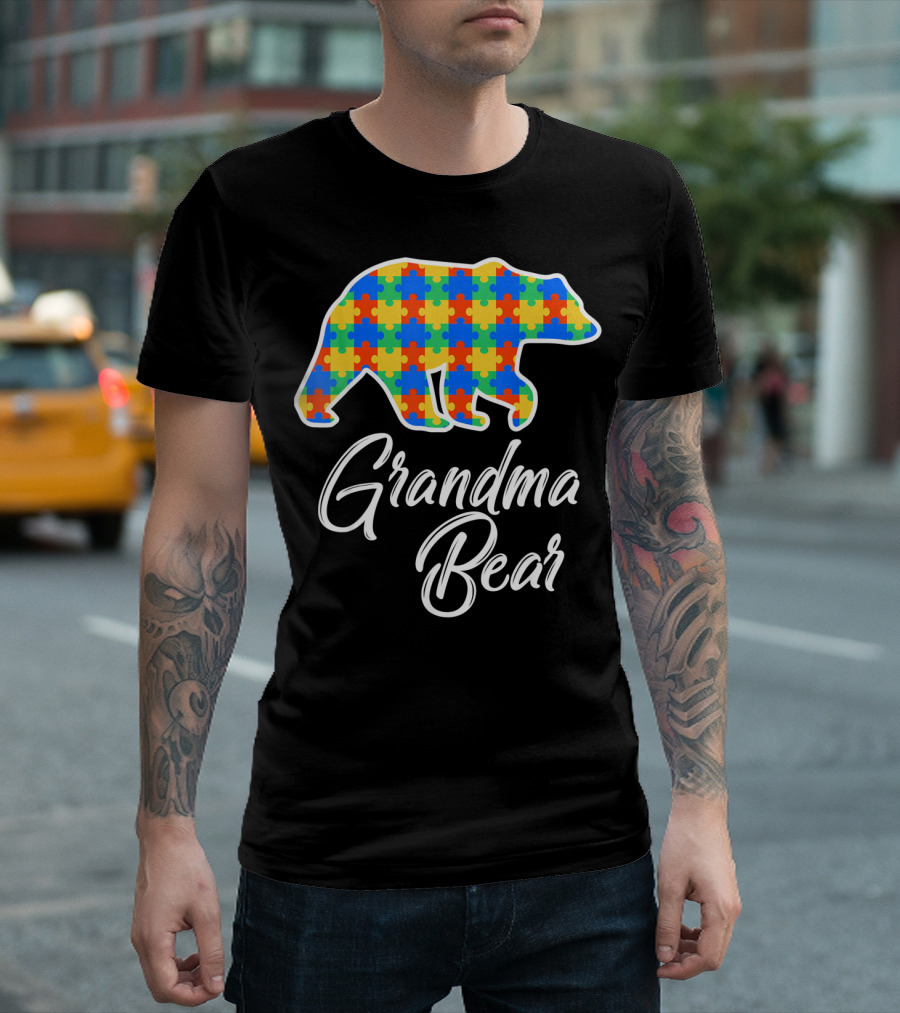 Grandma Bear Autism Puzzle Awareness T-Shirt