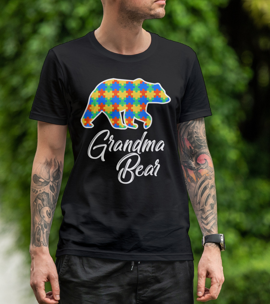 Grandma Bear Autism Puzzle Awareness T-Shirt