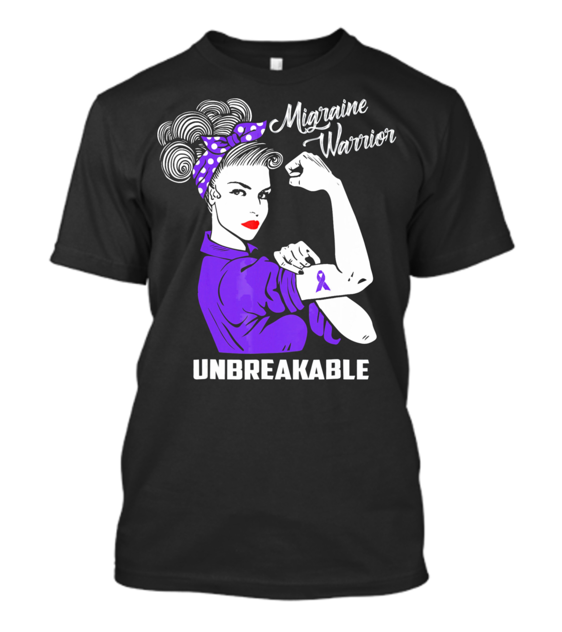 Migraine Warrior Unbreakable Awareness Strength Retro Rosie The Riveter T-Shirt