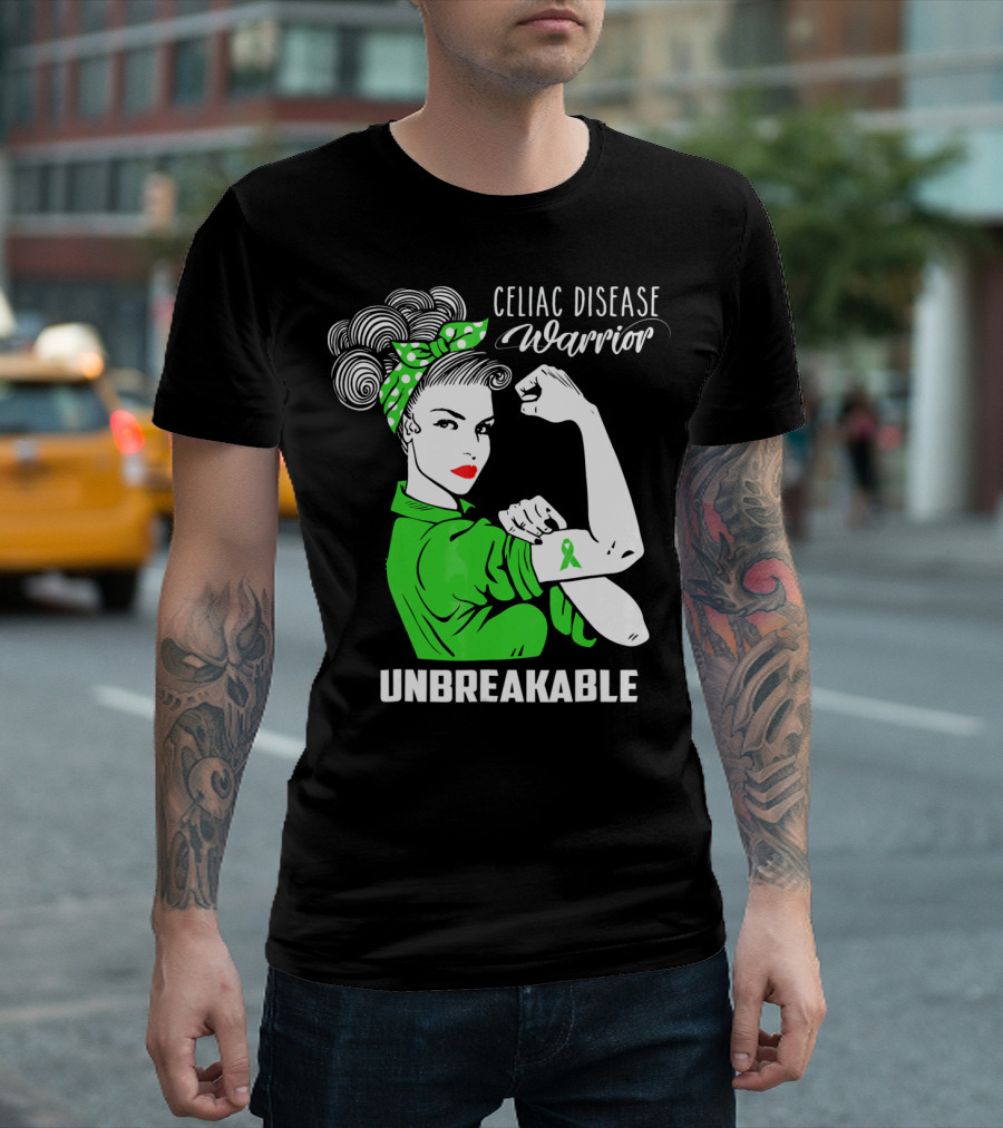 Celiac Disease Warrior Unbreakable Rosie the Riveter T-Shirt