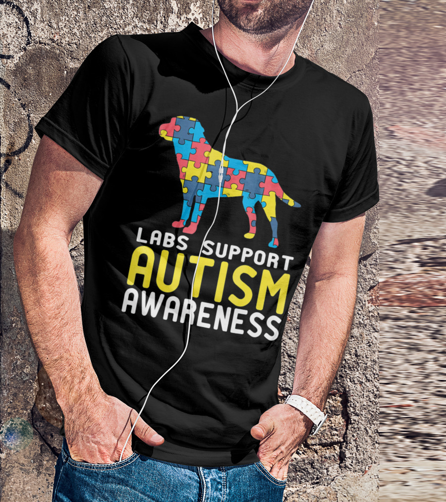 Labs Support Autism Awareness Puzzle Labrador T-Shirt