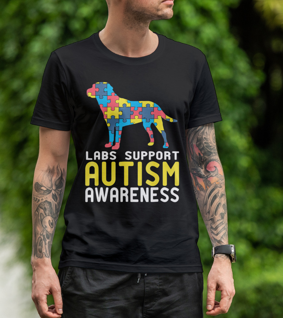 Labs Support Autism Awareness Puzzle Labrador T-Shirt
