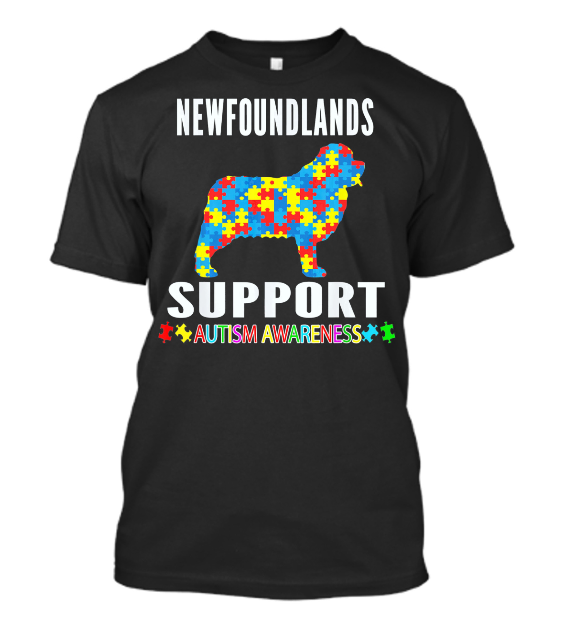 Newfoundlands Support Autism Awareness Puzzle Dog T-Shirt