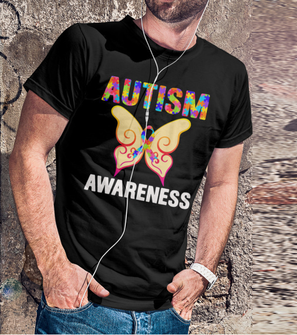 AUTISM AWARENESS Puzzle Piece Butterfly T-Shirt