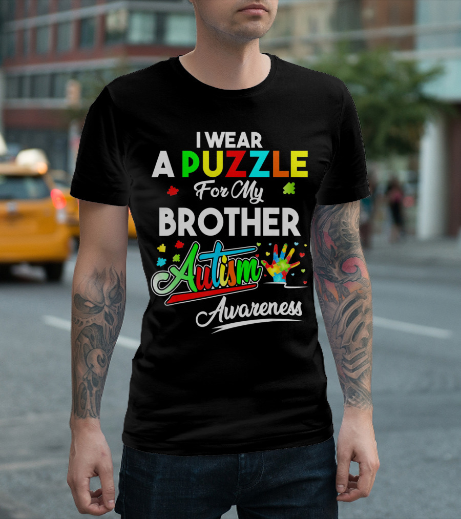 I Wear A Puzzle For My Brother Autism Awareness T-Shirt