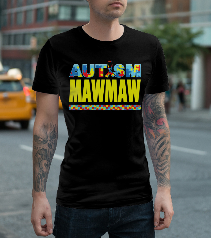 Autism Puzzle Ribbon Maw Maw Support Awareness T-Shirt