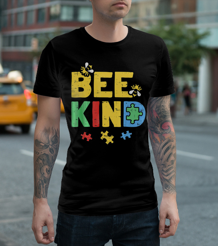 BEE KIND Puzzle Autism Awareness Bees T-Shirt