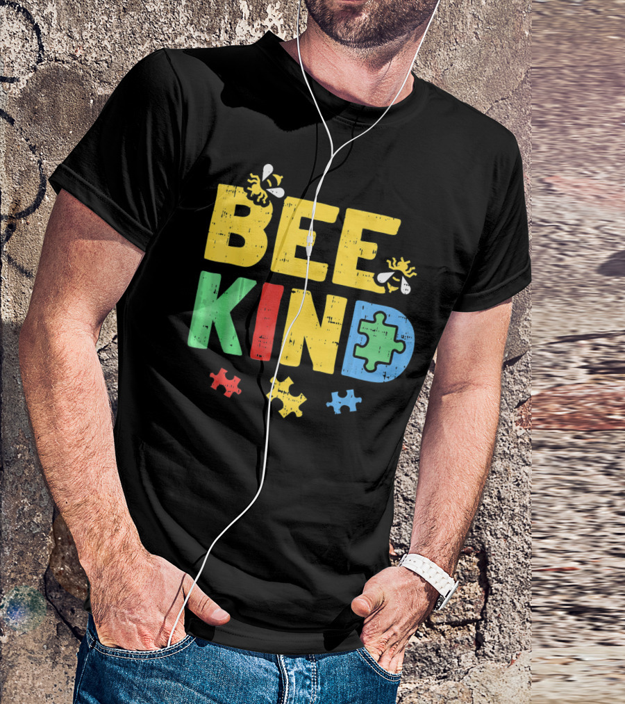 BEE KIND Puzzle Autism Awareness Bees T-Shirt