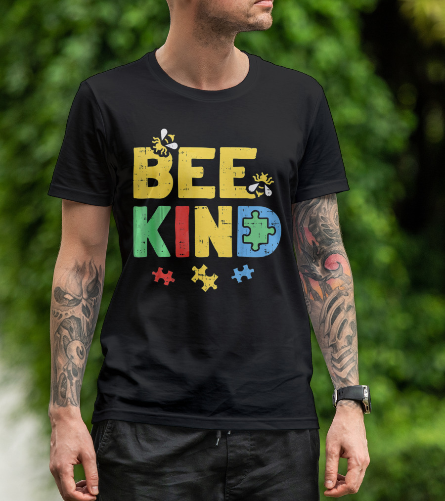 BEE KIND Puzzle Autism Awareness Bees T-Shirt