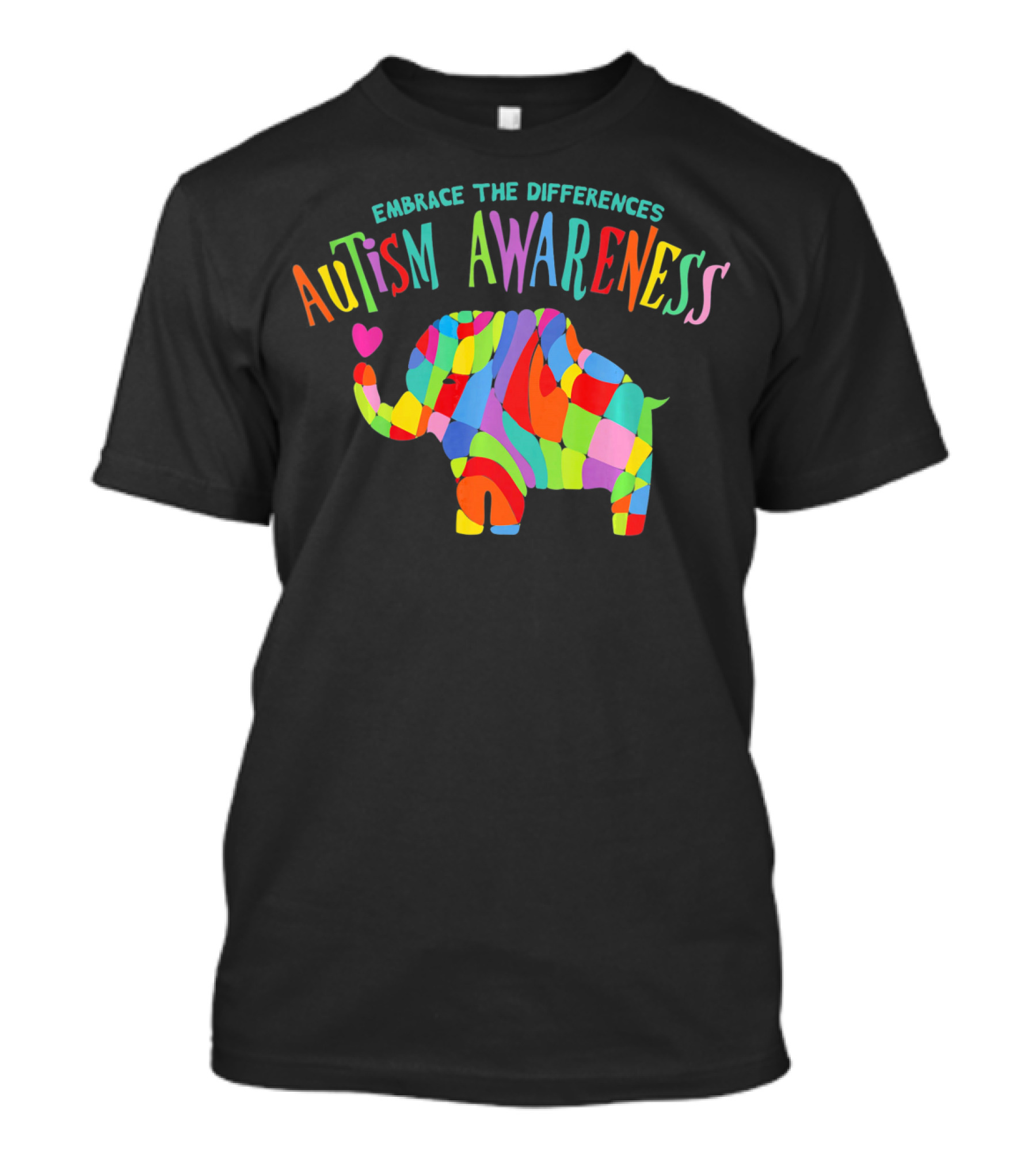 Autism Awareness Embrace The Differences Colorful Elephant T-Shirt