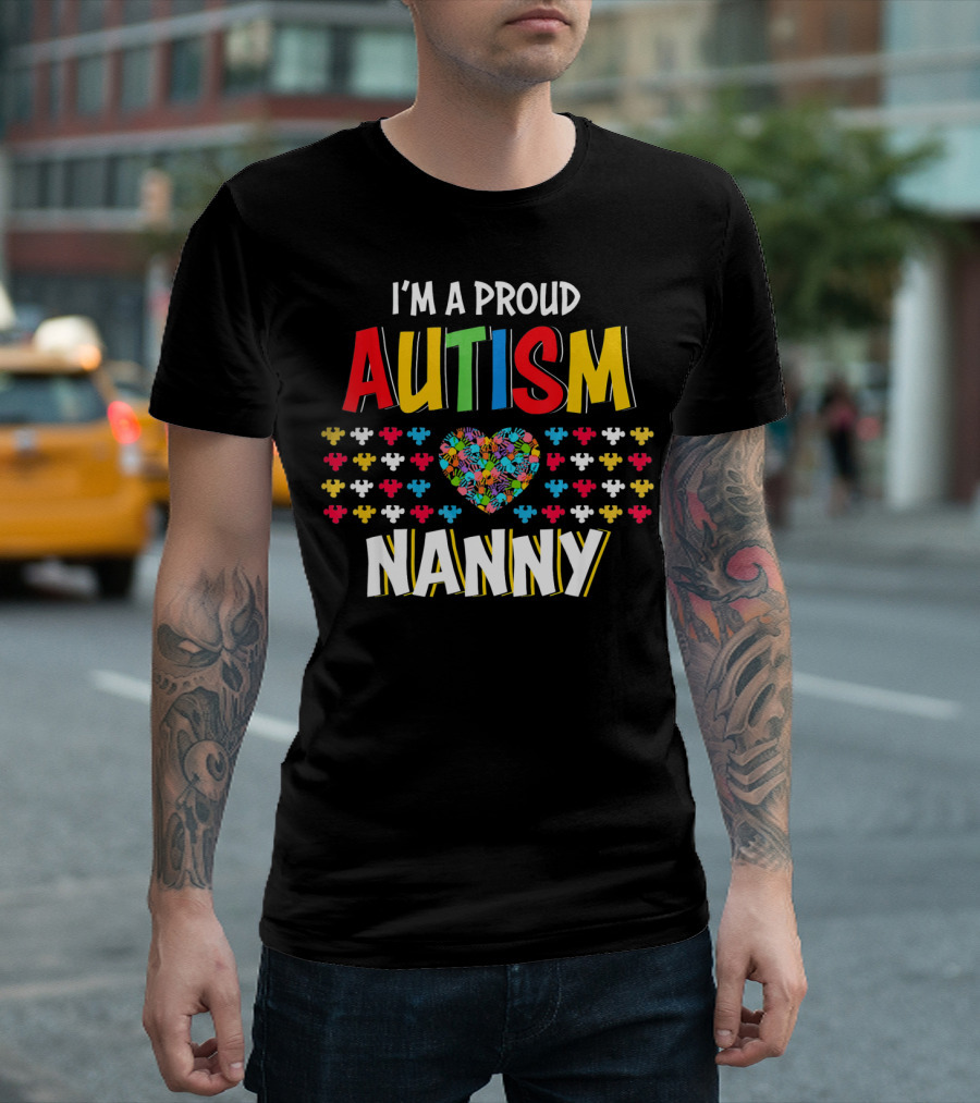 I'm A Proud Autism Nanny Heart Puzzle T-Shirt