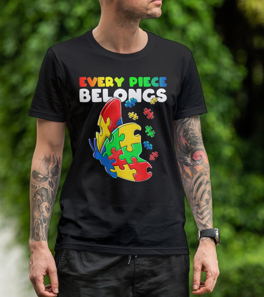 Every Piece Belongs Autism Awareness Butterfly Puzzle Pieces T-Shirt