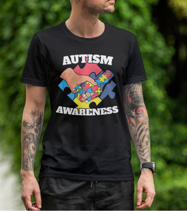 Autism Awareness Puzzle Piece Handshake 2 April Au T-Shirt