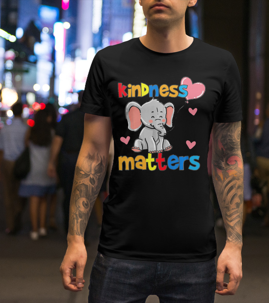 Kindness Matters Autism Awareness Elephant With Hearts T-Shirt