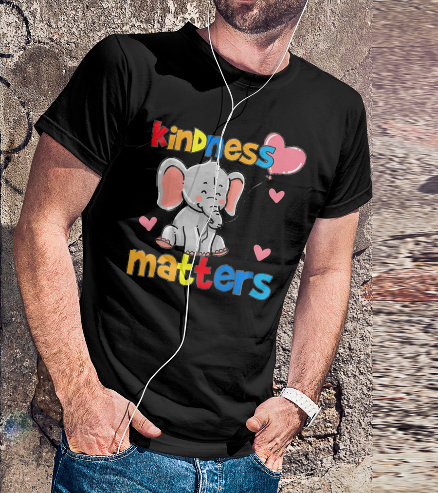 Kindness Matters Autism Awareness Elephant With Hearts T-Shirt