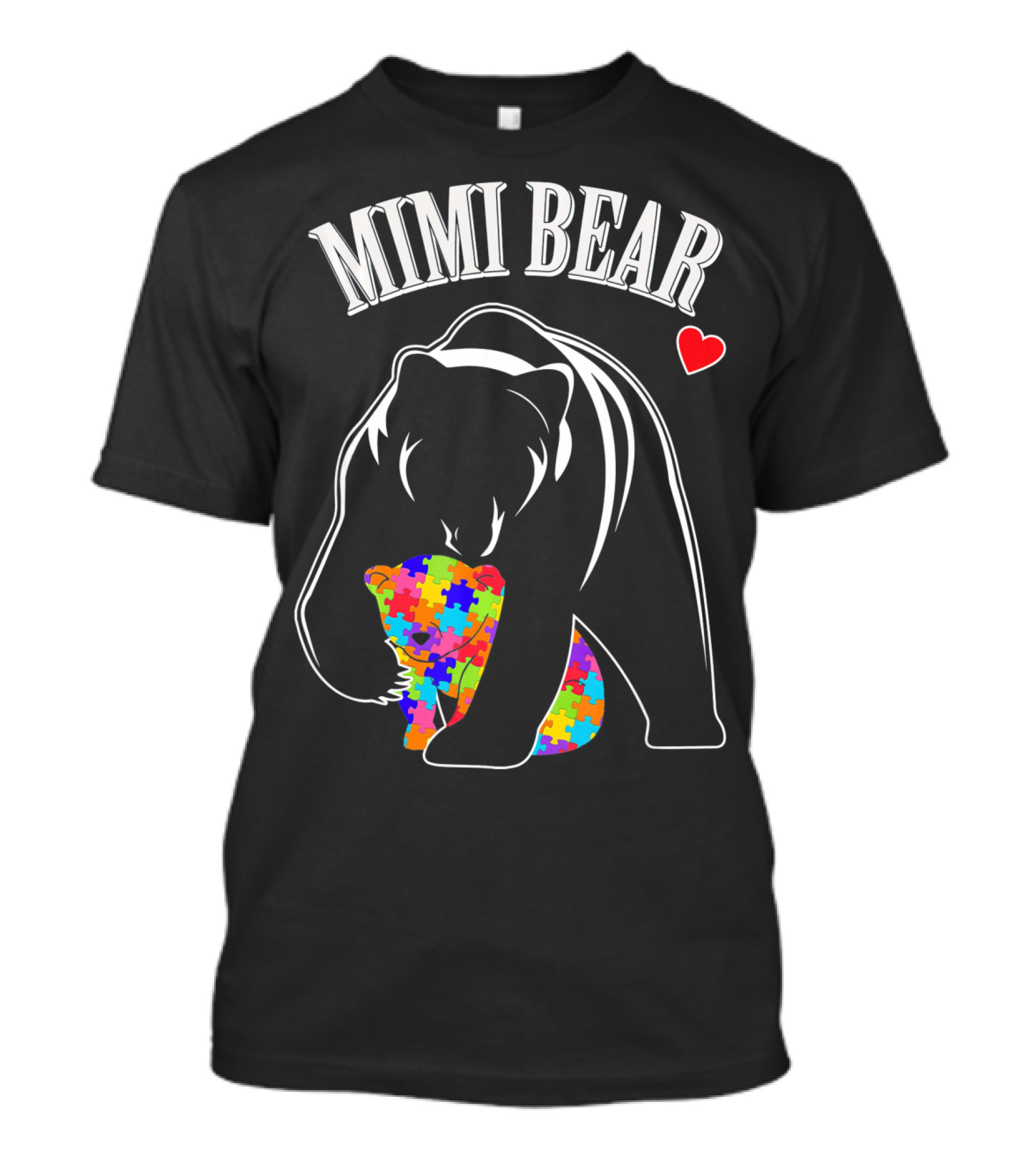 Mimi Bear Autism Awareness Love Puzzle Heart T-Shirt