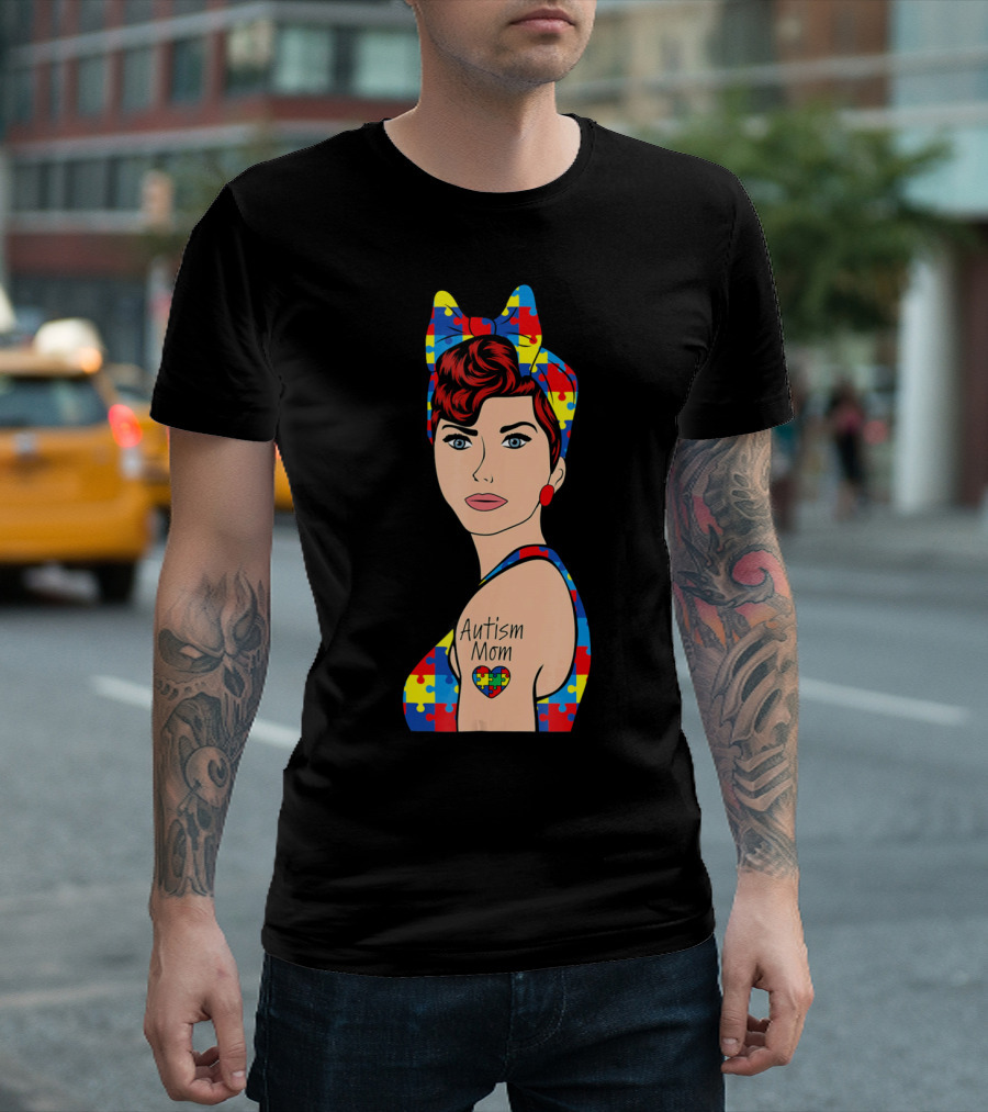 Autism Mom Autism Awareness Puzzle Heart Strong T-Shirt