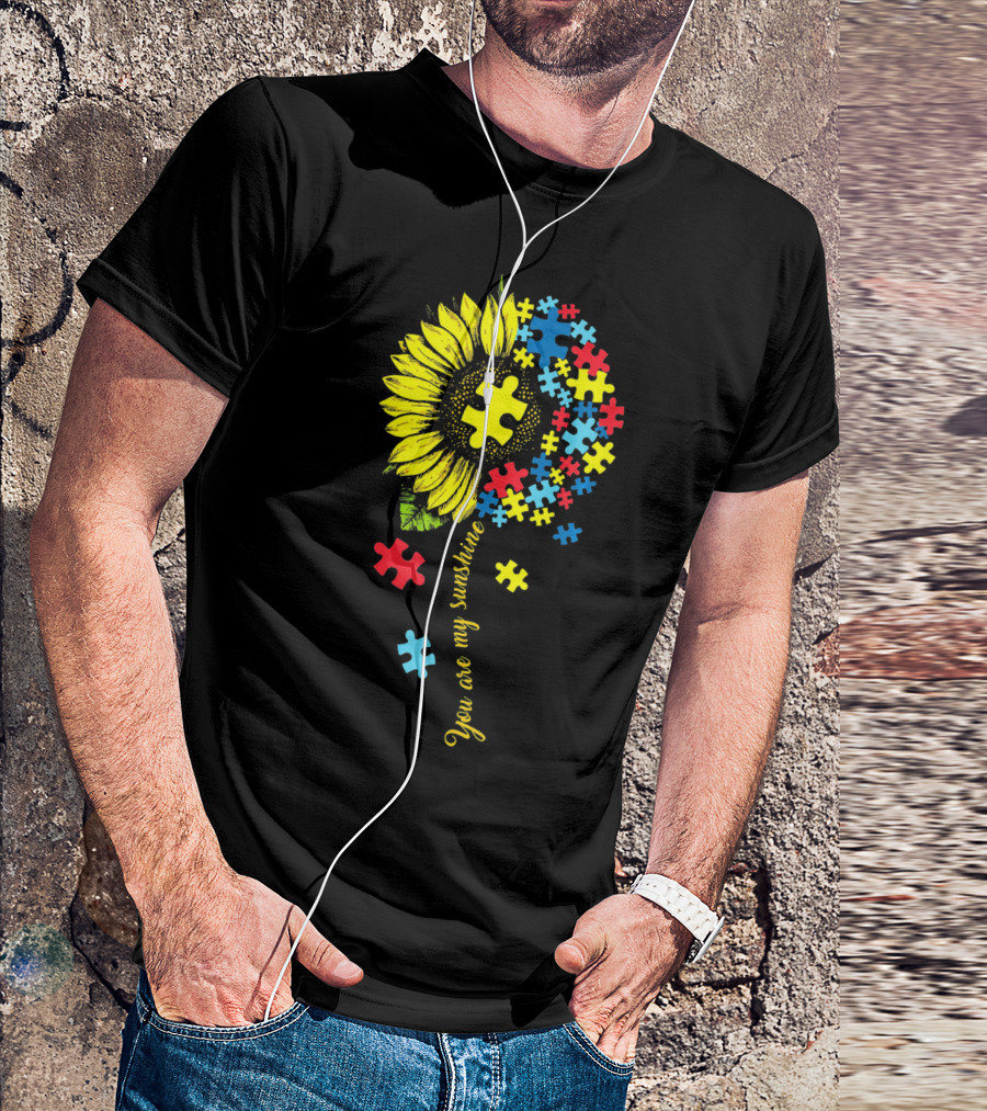You Are My Sunshine Autism Sunflower Puzzle Pieces T-Shirt