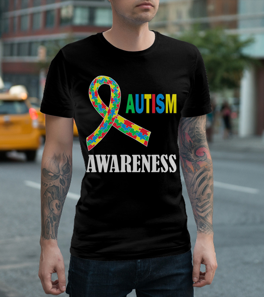 Autism Awareness Puzzle Ribbon Social Interaction Auti T-Shirt