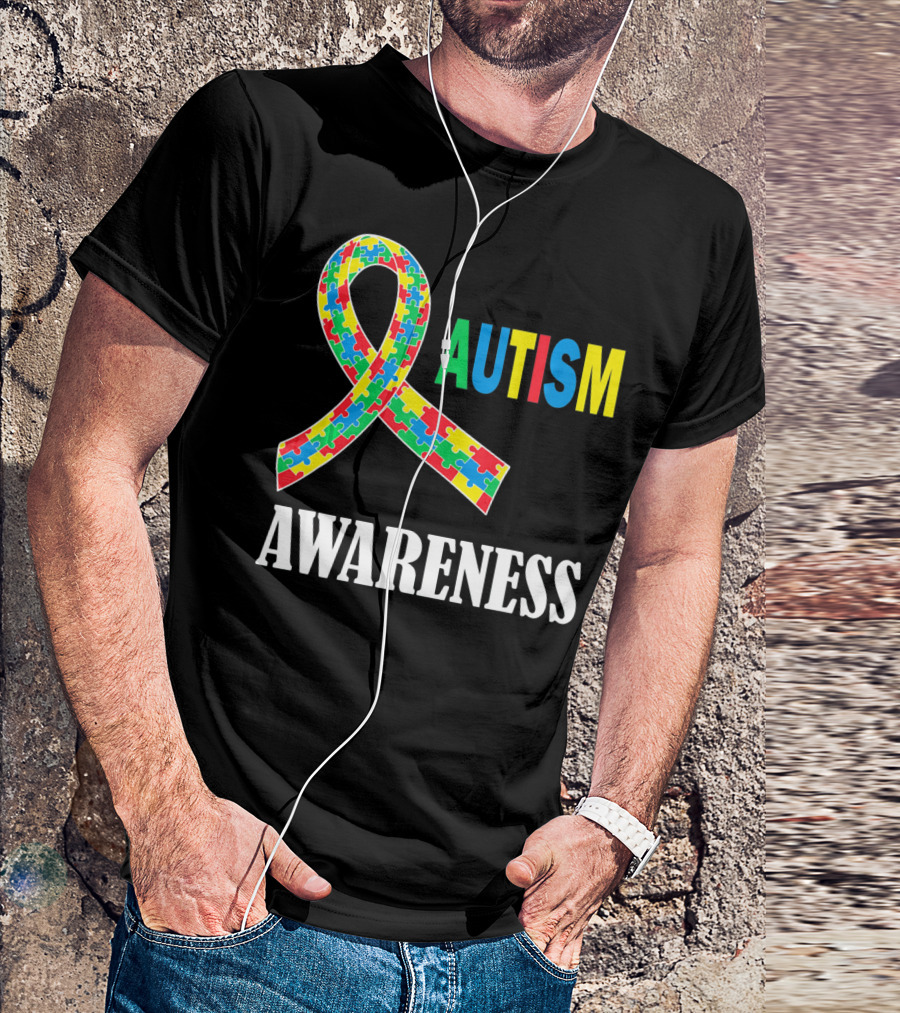Autism Awareness Puzzle Ribbon Social Interaction Auti T-Shirt