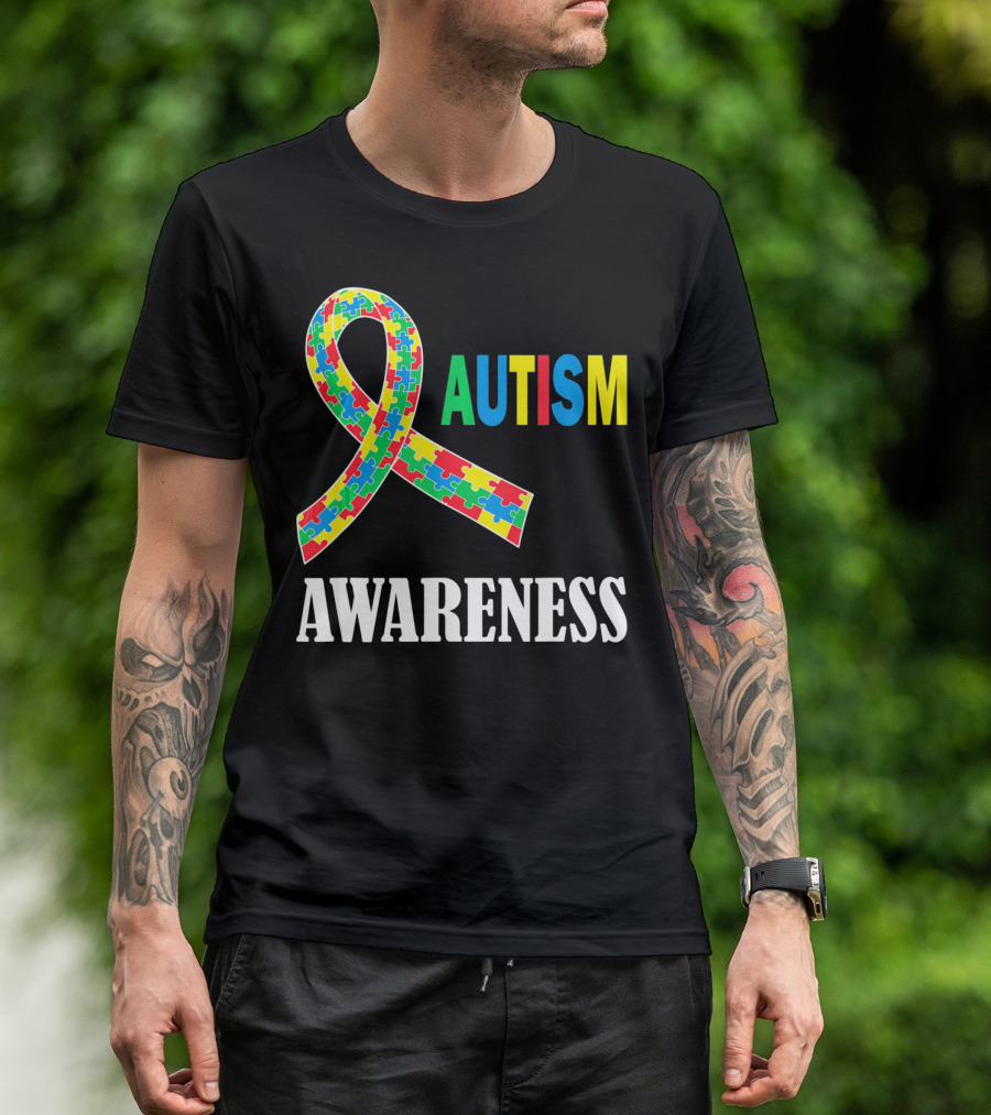 Autism Awareness Puzzle Ribbon Social Interaction Auti T-Shirt