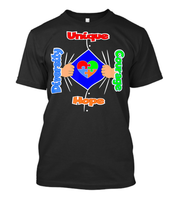 Diversity Unique Courage And Hope Puzzle Heart Superman T-Shirt