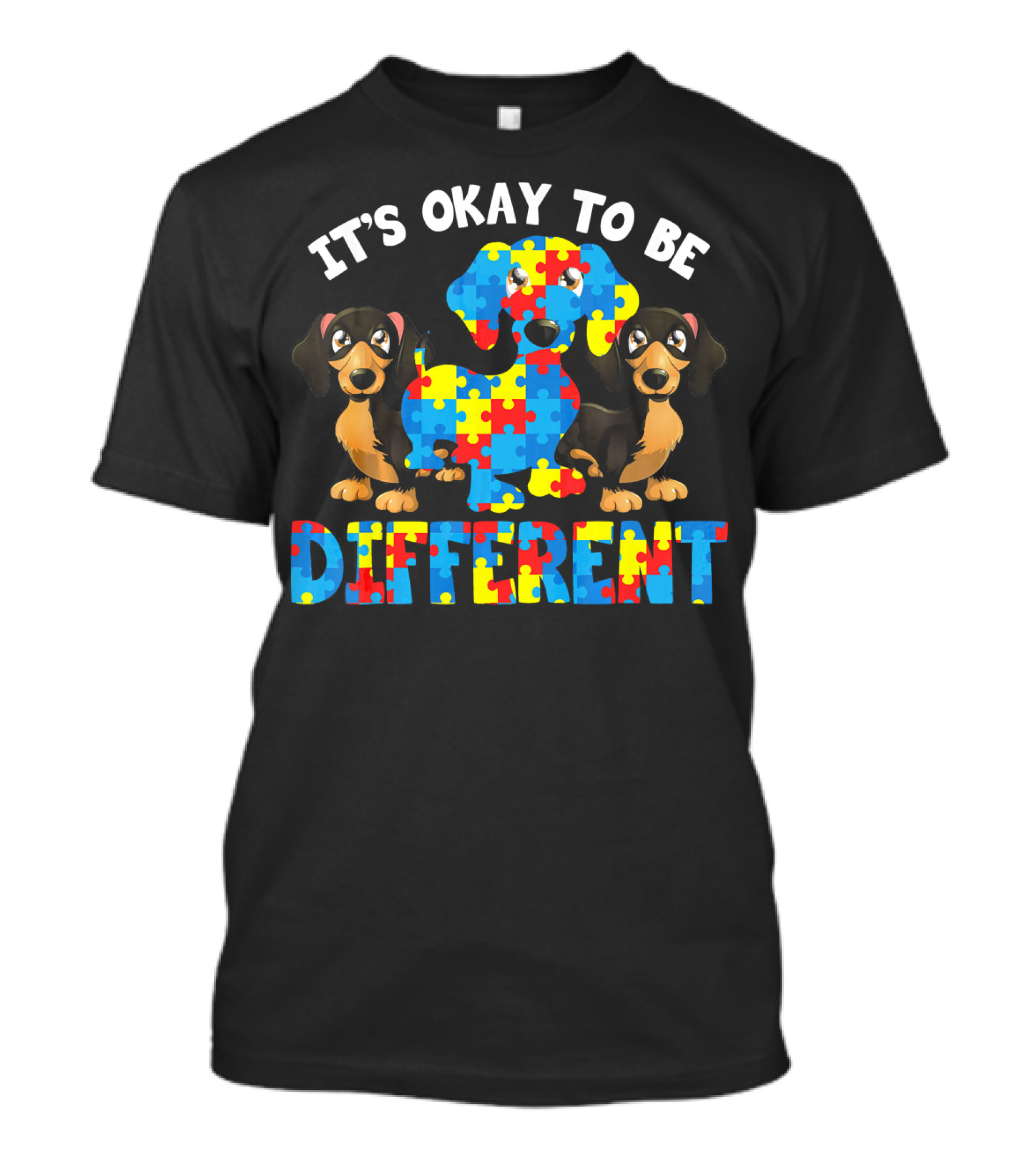 IT'S OKAY TO BE DIFFERENT DACHSHUND AUTISM PUZZLE DOGS T-Shirt