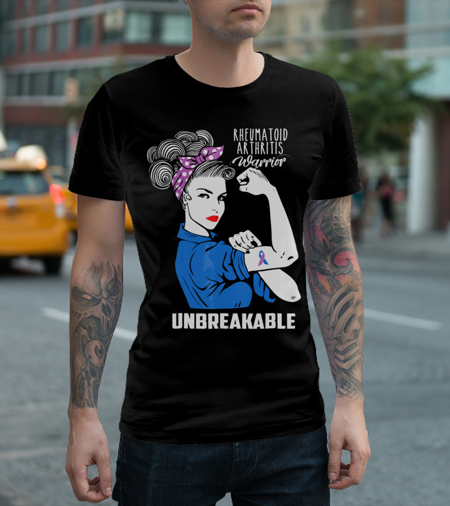 Rheumatoid Arthritis Warrior Unbreakable Rosie Riveter T-Shirt