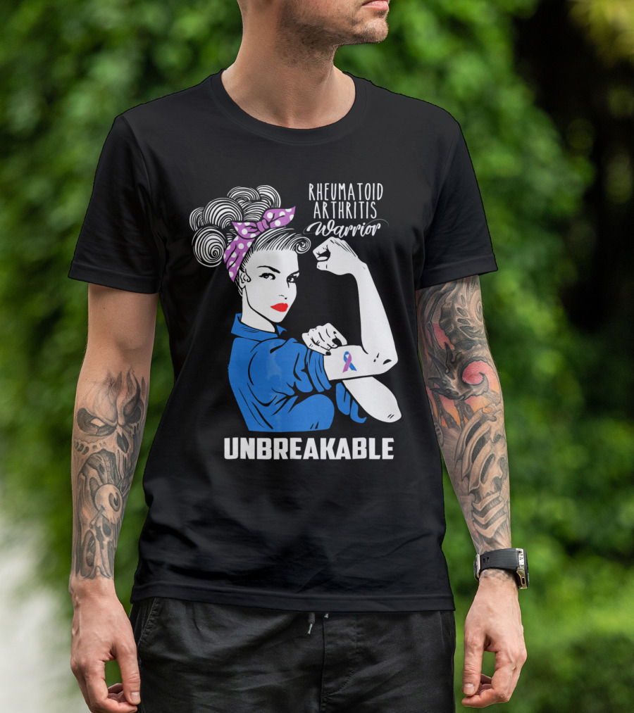 Rheumatoid Arthritis Warrior Unbreakable Rosie Riveter T-Shirt